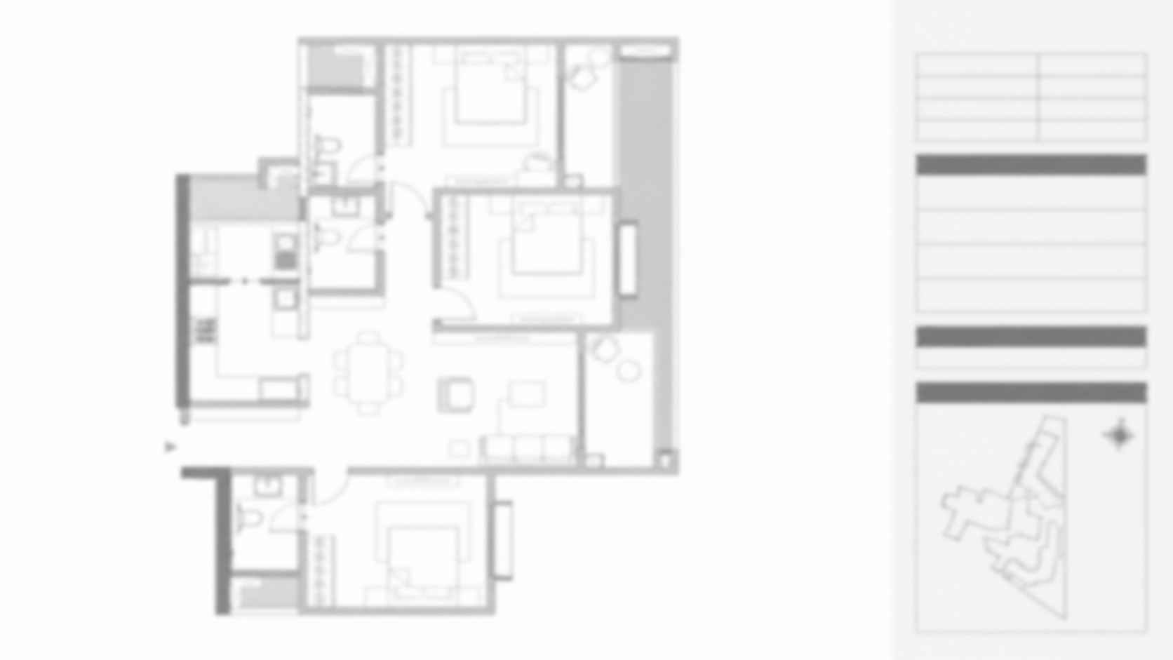 3 BHK Floor Plan - click to unlock